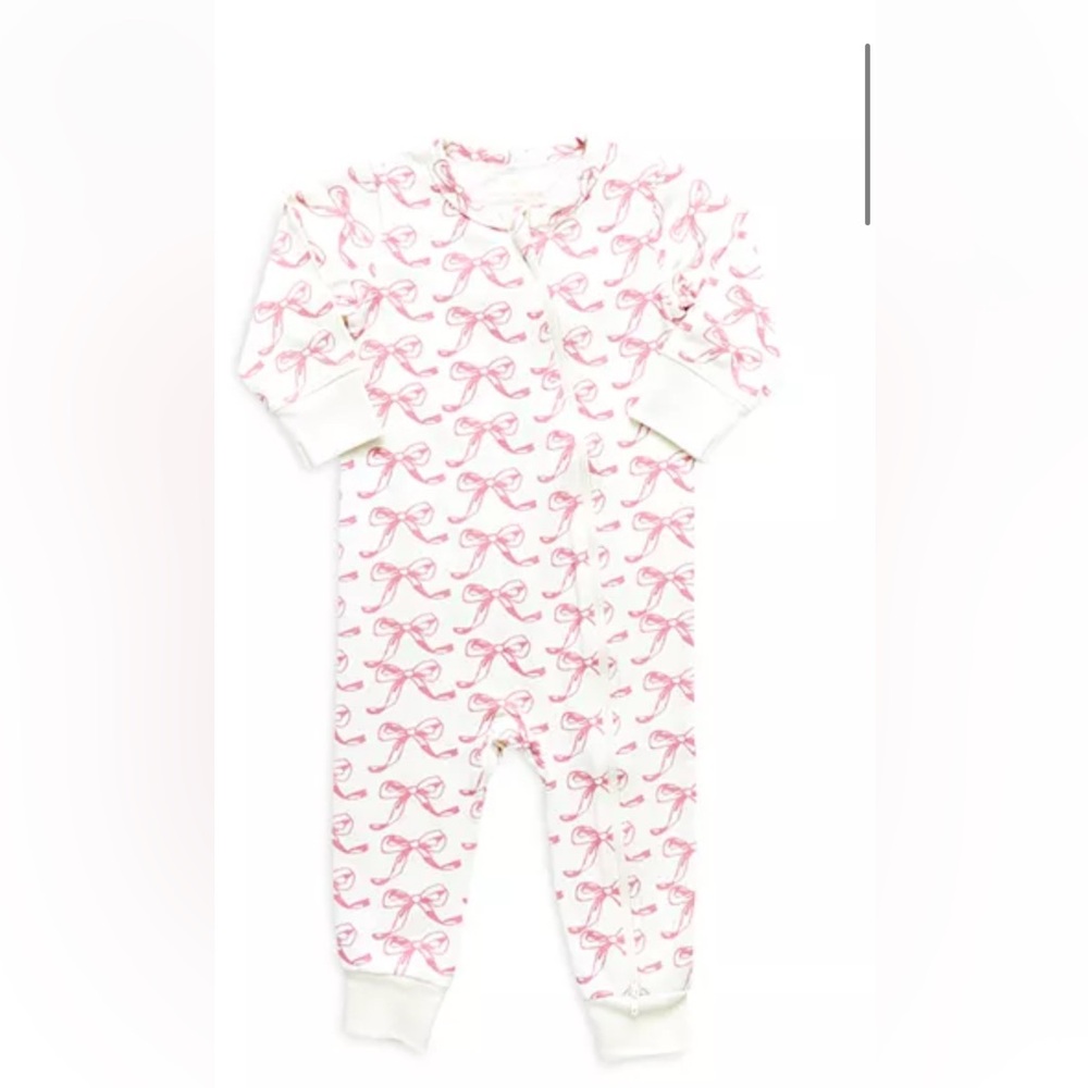🩷Pink Chicken🩷 NWOT Precious Baby Girl Bow Zip Onesie. 3-6m.